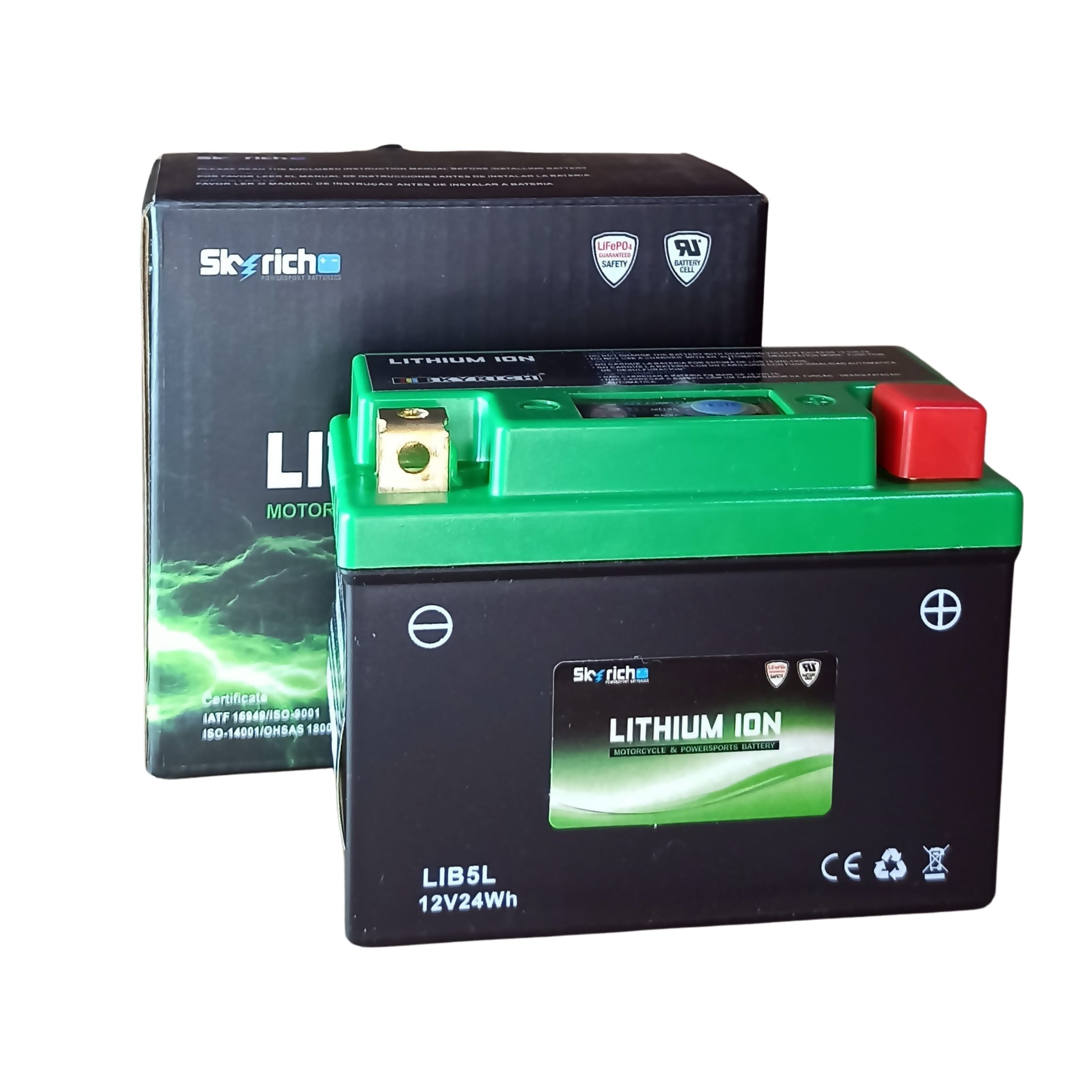 Bateria SkyRich Lítio – LIB5L – CCA 100A (YB5L-B / 12N5-3B)