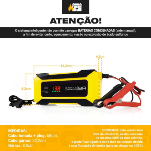 Carregador de Bateria Automotivo 8A Inteligente – Bivolt – 12V – Smart Charger