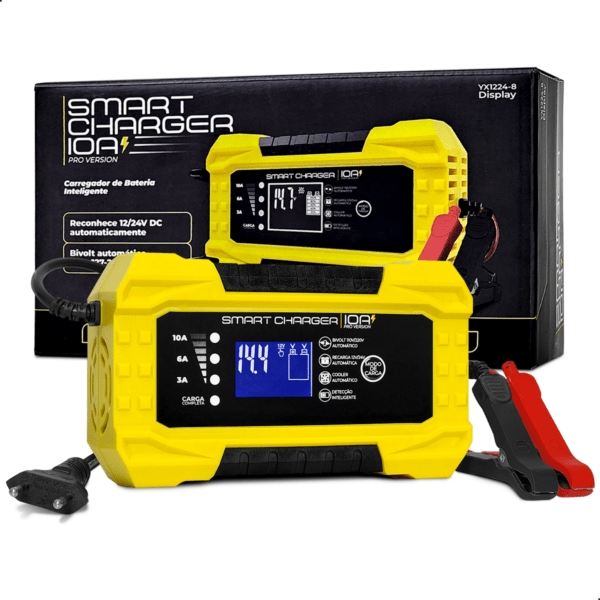 Carregador de Bateria Automotivo 10A PRO – Bivolt – 12V – Smart Charger